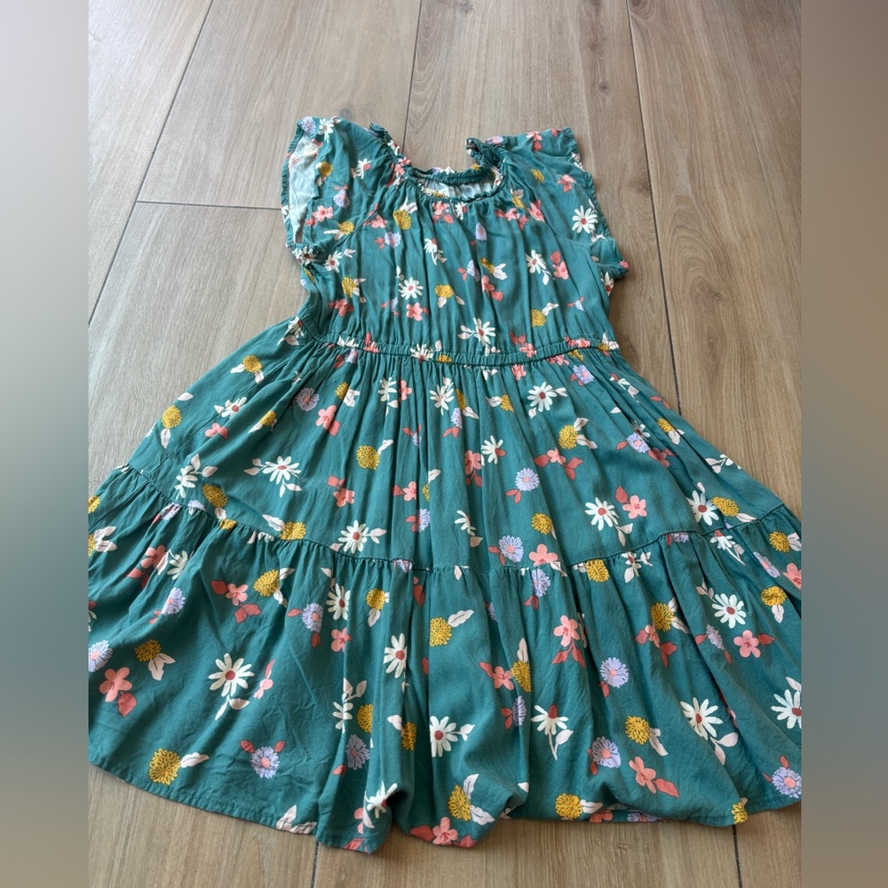 Cat and Jack green floral dress Girls size 10/12